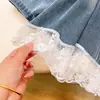 Vestido Chaqueta de Mezclilla Nuevo para Niñas Otoño e Invierno 2016 Vestido de Encaje con Parches de Mezclilla Vestido de Moda