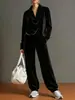 2026 Ropa de Mujer Europea y Americana Sitio Independiente de Amazon Cuello con Volantes Terciopelo Manga Larga Moda Casual Holgado Traje Ropa para el Hogar
