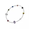 Pulsera de Cristal Multitesoro Colorida Natural Pulsera de Cuentas de Arroz de Cristal Blanco Diseño de Doble Círculo Transmisión en Vivo Alta Calidad Mayoreo