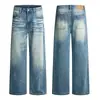 Roupas Masculinas Fengshe / Jeans retrô americano para homens e mulheres, calças casuais largas de perna larga, retas, vintage, da moda