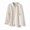 Estilo Country de Ilha Algodão Camada Única Macio e Fofo Gaze Dupla para Bebê Borda Desfiada Abotoado Redutor de Idade Colarinho Quadrado Pequeno Manga Longa Camisa Casual Top