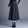 Falda de Lana a Cuadros Línea A para Mujer, Novedad Otoño/Invierno 2026, de Cintura Alta, Adelgazante, Moderna, para Mujer, con Dobladillo Ancho, de Longitud Media