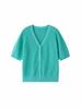 Cardigan Tricotado de Verão Novo Estilo Coreano Retrô Simples Gola V Macio Waxy Sensação de Pele Confortável Top para Mulheres