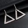 Brincos de Strass Japoneses e Coreanos Brincos de Moda Criativos para Mulheres com Diamantes Triângulo Geométrico Brincos de Agulha de Prata 925 E628
