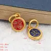 Lenguaje auspicioso Gufeng de doble cara con goteo de aceite para obtener suerte y ganar dinero miles de taeles de cabeza de borla de pulsera de calabaza de pez dorado accesorios de arena dorada DIY