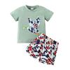 Primavera y verano 2025 nuevo traje para bebé niño camiseta de manga corta con bordado de parche de ganso grande pantalones cortos casuales