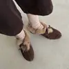 Invierno 2026 Nuevo Estilo Zapatos de Felpa y Piel Moda para Exteriores Piel Genuina Piel Real Lazo Acolchados Cálidos Zapatos de Algodón para Mujer