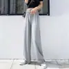 Pantalones Anchos de Hielo de Seda con Caída Casual para Mujer Primavera y Verano Cintura Alta Pantalones Largos Estilo Recto Delgado Adelgazantes Comercio Transfronterizo