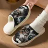 Suministro Exclusivo Transfronterizo de Pantuflas de Algodón con Estampado de Vaca de las Tierras Altas para Hombre, Pantuflas de Pareja para Otoño e Invierno, Pantuflas de Pod Transfronterizas Jit de una Pieza Dropshipping