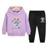 Meninos e Meninas Esporte Terno Primavera e Outono Novo 2022 Outono Moda Crianças com Capuz Calça Moletom Casual Conjunto de Duas Peças