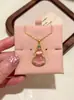 Colar de Colar Rosa Popular Fulu com Gota em Forma de Cabaça do Xiaohongshu Nicho de Luxo Acessível Estiloso Versátil Novos Acessórios