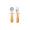 Tenedor y cuchara para bebé de mango corto, acero inoxidable 304, mango de silicona para bebés y niños pequeños, diseñados para el entrenamiento de autoalimentación y como utensilio de alimentación para niños
