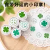 Sello de Trébol de Cuatro Hojas de la Suerte Sello Marcador para Diario de Comercio Exterior Tinta Ecológica Sello Redondo Pequeño Patrón Personalizable Venta al por Mayor