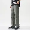 Calça Masculina de Seda Gelada para Paraquedista Verão 2025 Nova Marca Tendência Reta Versátil Trabalho Casual Respirável Calça Longa