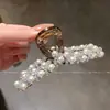 Nuevo Clip de Perla de Cristal Hecho a Mano para Mujer, Pinza de Tiburón Grande, Pinza para el Cabello de Lujo Accesible con Pequeño Volumen en la Parte Posterior de la Cabeza