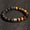 Pulseira masculina de aço inoxidável com contas de obsidiana olho de tigre preto brilhante, novo suprimento transfronteiriço, vendas diretas de fabricantes de joias