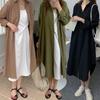 Oito Cor Spot coreano chique estilo preguiçoso simples básico confortável longo over-the-knee camisa Trench Coat Shirt