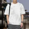 Moda de Verano Tallas Grandes Versátil de Moda Marca Cuello Redondo Manga Corta Jersey Estilo Hong Kong Holgada Camisa para Hombre