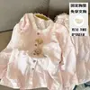 Pijama de Urso Damasco com Bojo Feminino Roupa de Casa Fofa para Meninas Manga Longa Calça Terno Primavera Outono Inverno Dropshipping