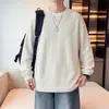 Moletom com Gola Redonda Falso Duas Peças Masculino Cinza Malha Canelada Solto Pulôver Camada Base Adolescente Tendência Top