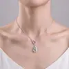 Collar de Plata de Ley S925 Flor de Loto Azul Natural con Incrustaciones Completas de Diamante para Mujer, Nueva Cadena para Clavícula Estilo Chino, Regalo para Mejor Amiga
