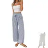 Moda Feminina Europeia e Americana Cross-Border Nova Primavera/Verão 2026 Site Independente Amazon Calça Casual Elegante de Listras Corte Reto para Mulheres