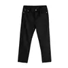 Calça Jeans Feminina de Verão Fina Cropped, Modelagem Slim, Rasgada, Comprimento 9/8, Petite, Calça Cigarrete, Perna Reta, Tamanho Grande, Calça Skinny