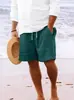 Nuevos Pantalones Cortos de Algodón y Lino con Múltiples Bolsillos y Cordón Rayados Casuales de Playa para Hombre de la Nueva Estación Independiente de Amazon Europea y Americana