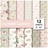 12 Hojas/Paquete Material Papel Día de San Valentín Manualidad DIY Papel de Fondo Flores Frescas Pastorales Patrón de Flores Occidentales Papel Decorativo