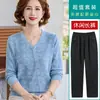 Malhas de outono da moda e estilosas para mães, novos modelos de blusas 2026 para mulheres de meia-idade, camisas base jacquard para mulheres de meia-idade e idosas