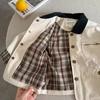 Chaqueta Infantil 2025 Otoño Estilo Japonés para Niños Chaqueta con Solapa Prenda Casual para Niños Pequeños Cortavientos Elegante para Niños