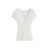 26 Camiseta de manga curta super popular para o verão, estilo delicado, única e super bonita, top slim fit e que afina a silhueta para mulheres