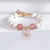 Pulseira de Pérola de Água Doce Alienígena Feminina Ins Simples Elegante Pingente Flor de Gelo Pulseira de Cristal Morango Pulseira para Namorada Irmãs