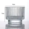 Taza de Vela Transparente Engrosada con Rayas Verticales Curvada de Doble Fondo Contenedor de Aromaterapia para Dormitorio Hogareño Taza Vacía Adorno Taza de Aromaterapia