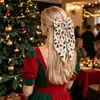 Cinta de Moño Estampada con Muñeco de Nieve y Santa Claus Pinza de Resorte Hombre de Jengibre Lindo Patrón de Árbol Verde Pinza para el Cabello