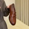 Primer Encuentro con Mocasines de Corte Profundo con Cinta Mágica Estilo Británico para Mujer, de Tacón Bajo, Versátiles, Puntera Redonda, Zapatos de Piel con Hebilla Metálica para el Trabajo
