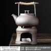 Juego de estufa de té cálida retro de barro de roca estilo japonés, juego de tetera con asa, base calentadora de cerámica para velas, dispositivo perfumador de té, estufa para hornear té