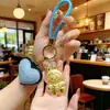 Shuibeizujin 20Mg Dorado Llavero de Dibujos Animados Princesa Por Favor Hazte Rica Labubu Cuentas de Corazón Accesorios de Cuerda de Cuero Regalo