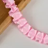 Cinta de encaje plisada con línea central rosa con cinta de satén de poliéster para dobladillo de ropa, accesorios de bricolaje, borde elástico largo con descuento