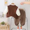 Conjunto de Primavera y Otoño para Niñas Chaleco de Moda Suéter Conjunto de Tres Piezas Moda Linda Moderna Ropa para Bebés Niñas Niños Venta al por Mayor