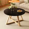 Mesa de Centro Simples para Apartamento Pequeno Sala de Estar Combinação para Casa Mesa Lateral de Sofá Varanda Madeira Maciça Minimalista Mesa Redonda Pequena Mesa de Chá Madeira Maciça