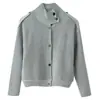 Venta al por mayor transfronteriza de AliExpress 2026 Estilo europeo y americano Moda Suelto Botones Cardigan de punto de cuello alto Para mujer M6123