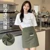 Delantal Corto Simple Repelente al Agua Catering Taslon Estampado Cocina Chef Medio Cintura Resistente al Aceite Suciedad Personalizado