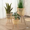 Soporte de Flores Nórdico ins Sala de Estar Tejido de Bambú Cesta para Plantas Flores Maceta Decoración Balcón Cesta Tejida Macetero de Hierba de Pie
