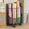 Estante para Guardar Esterillas de Yoga, Carrito Pequeño Organizador, Estante para Guardar Equipo de Fitness, Estante Organizador Móvil para Baloncesto, Cesta para Mancuernas