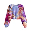 Patrón Transfronterizo Nuevo Grupo Cazador de Brujas K-Pop Sudadera Casual Corta para Chicas Estampado 3D Cuello Redondo Suministro