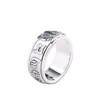 Carácter plata fuente fábrica productos plata tailandesa Seiko adornos de mano para hombre plata S925 anillo frisbee giratorio con mantra de seis palabras
