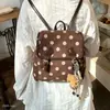 Mochila de ante estilo coreano para estudiante 2026, bolsa escolar ligera para mujer, gran capacidad, nuevo diseño de lunares para ir al trabajo y viajar