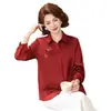 Camisa de Verano Estilo Mamá con Mangas Tres Cuartos, Blusa Bordada Floral, Conjunto de Verano Delgado de Talla Grande para Personas de Mediana Edad, Camisa Base, Conjunto Versátil