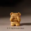 Escultura de Sândalo Natural DIY Urso Que Não Ouve/Olha/Fala Urso de Madeira Fofo Pingente Criativo Acessórios